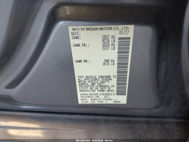 Nissan Altima 2.5 Sv 2017 1N4AL3AP1HC260822 Image 9