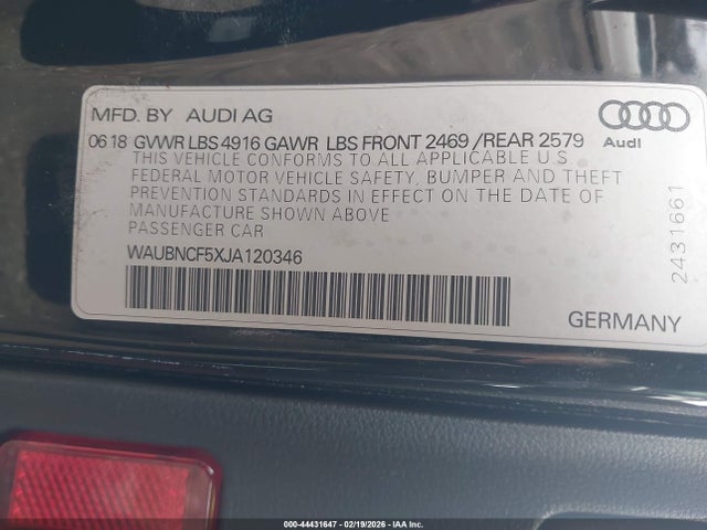 Продажа на аукционе авто 2018 Audi A5 2.0t Premium, vin: WAUBNCF5XJA120346, номер лота: 44431647