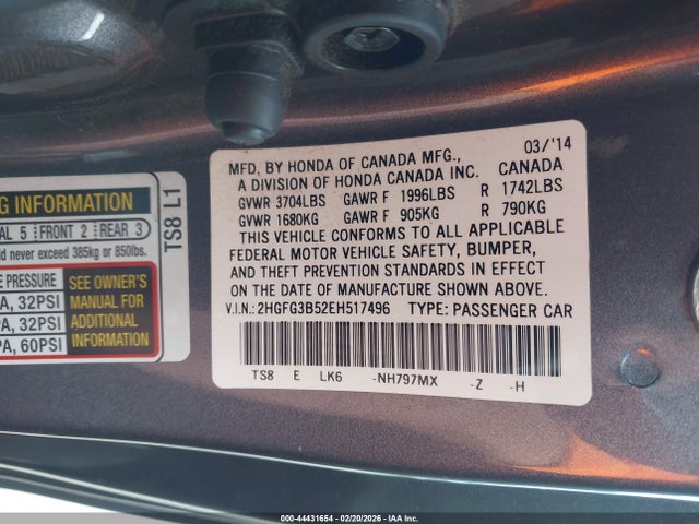 2HGFG3B52EH517496 Honda Civic Lx