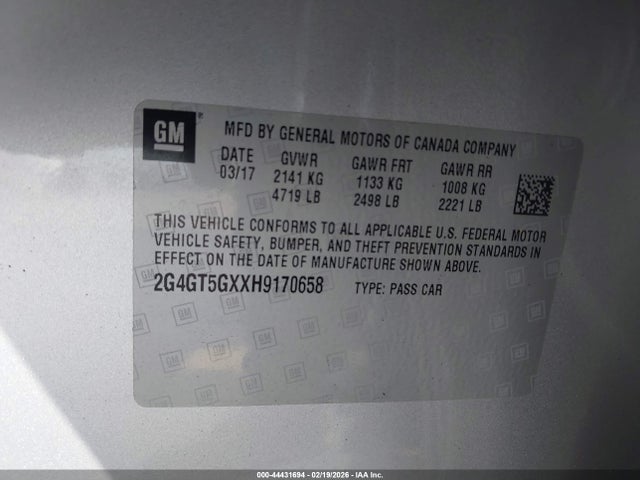Aukcja sprzedaży 2017 Buick Regal Turbo Gs, vin: 2G4GT5GXXH9170658, numer aukcji: 44431694