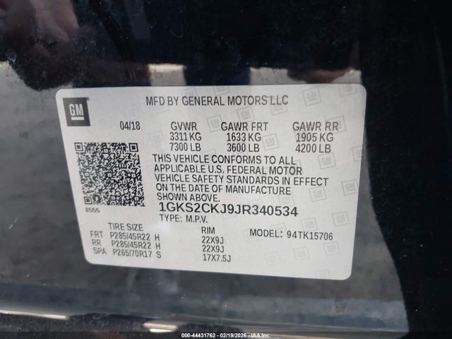 Aukcja sprzedaży 2018 Gmc Yukon Denali, vin: 1GKS2CKJ9JR340534, numer aukcji: 44431762