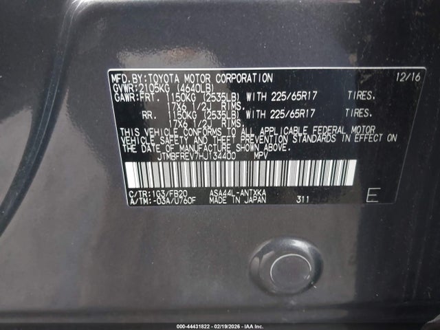 JTMBFREV7HJ134400 Toyota RAV4 LE