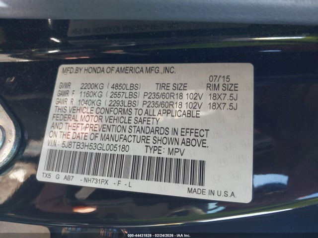 Продаж на аукціоні авто 2016 Acura Rdx Technology   Acurawatch Plus Packages/technology Package, vin: 5J8TB3H53GL005180, номер лоту: 44431828