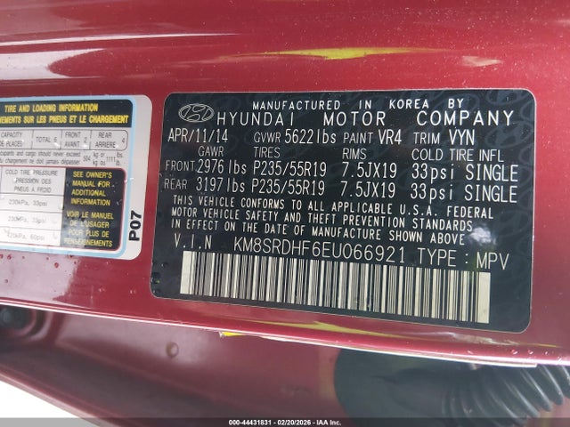 KM8SRDHF6EU066921 Hyundai Santa Fe Limited