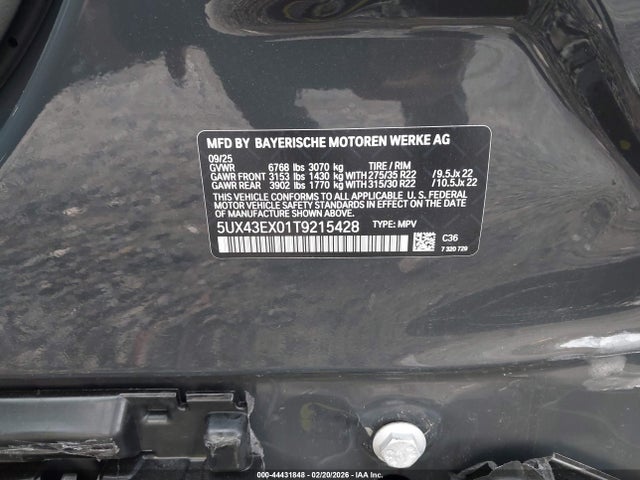 5UX43EX01T9215428 BMW X6 M60i