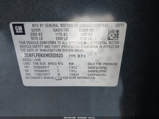 2GNFLFEKXH6303523 Chevrolet EQUINOX LT