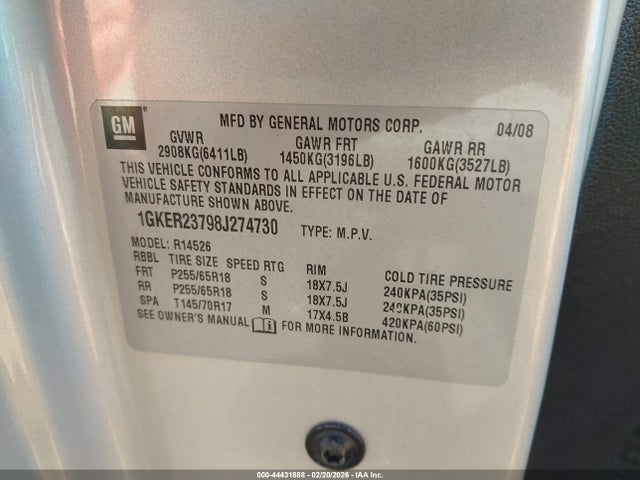 Продажа на аукционе авто 2008 Gmc Acadia Slt-1, vin: 1GKER23798J274730, номер лота: 44431888