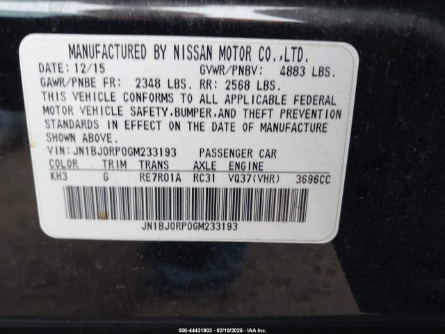 Aukcja sprzedaży 2016 Infiniti Qx50, vin: JN1BJ0RP0GM233193, numer aukcji: 44431903