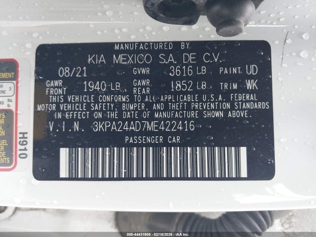 Продажа на аукционе авто 2021 Kia Rio Lx, vin: 3KPA24AD7ME422416, номер лота: 44431908