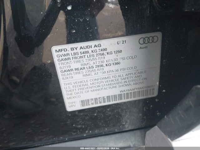 Продажа на аукционе авто 2021 Audi Q5 Premium Plus 45 Tfsi Quattro S Tronic, vin: WA1BAAFY5M2105551, номер лота: 44431921