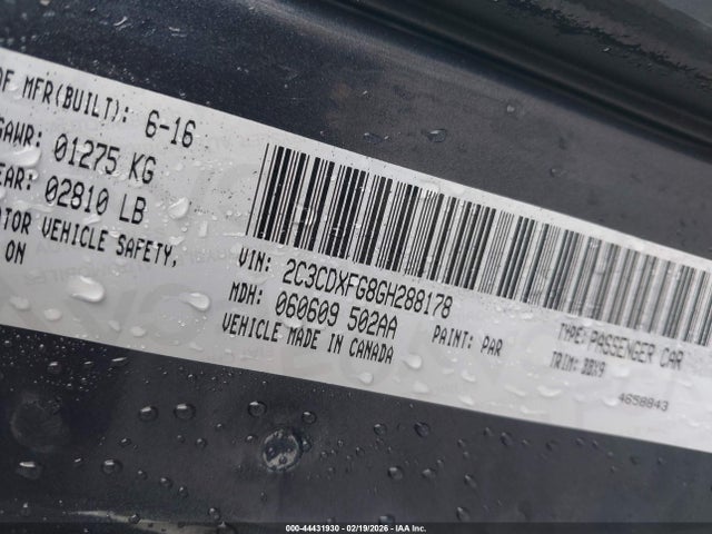 44431930 :رقم المزاد ، 2C3CDXFG8GH288178 vin ، 2016 Dodge Charger Se مزاد بيع