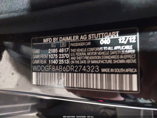 2013 Mercedes-benz C 300 Sport 4matic მანქანა იყიდება აუქციონზე, vin: WDDGF8AB6DR274323, აუქციონის ნომერი: 44431939