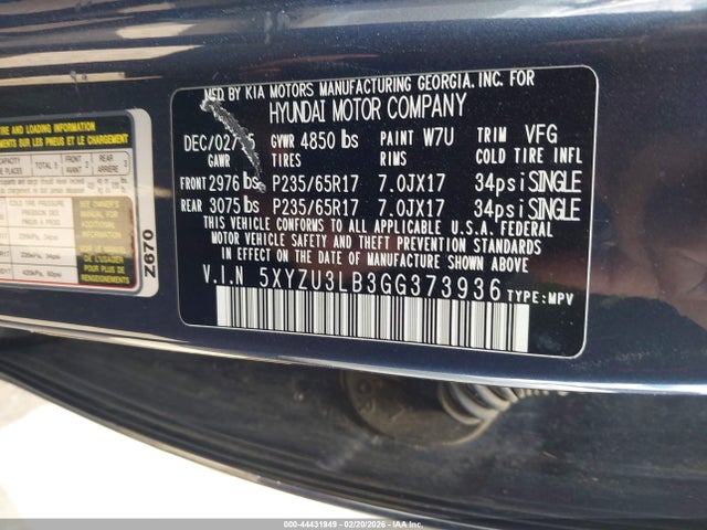 5XYZU3LB3GG373936 Hyundai Santa Fe Sport 2.4l