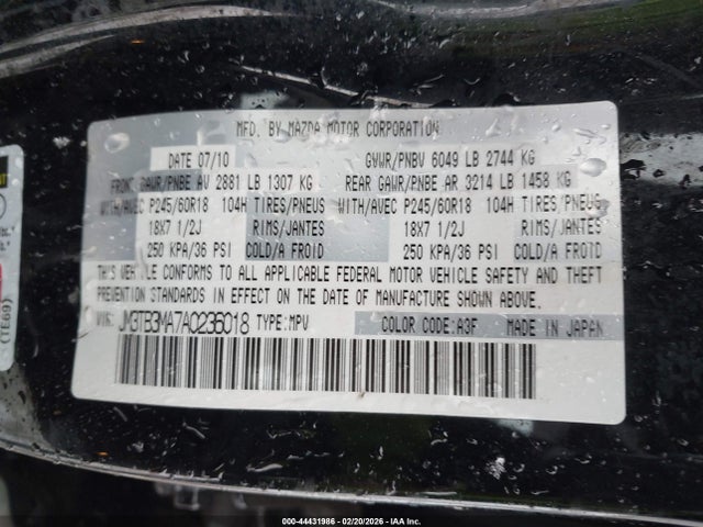 Aukcja sprzedaży 2010 Mazda Cx-9 Sport, vin: JM3TB3MA7A0236018, numer aukcji: 44431986