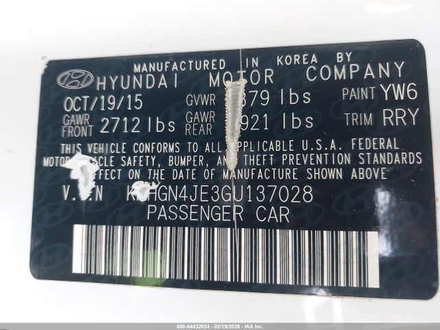 44432024 :رقم المزاد ، KMHGN4JE3GU137028 vin ، 2016 Hyundai Genesis 3.8 مزاد بيع
