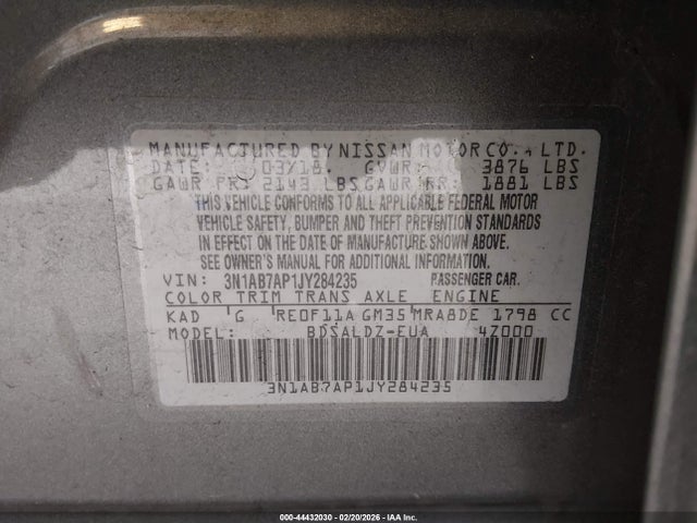 Nissan SENTRA SV 2018 3N1AB7AP1JY284235 Image 9