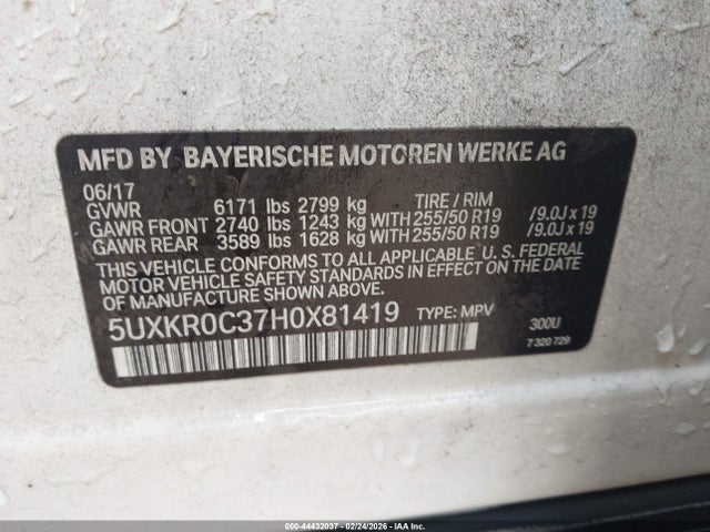 44432037 :رقم المزاد ، 5UXKR0C37H0X81419 vin ، 2017 Bmw X5 Xdrive35i مزاد بيع