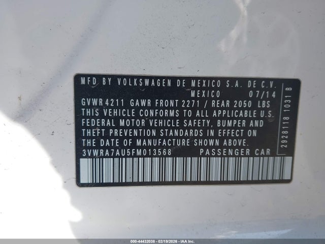 3VWRA7AU5FM013568 Volkswagen Golf Tdi Sel 4-door