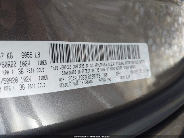 2020 Chrysler Pacifica Limited მანქანა იყიდება აუქციონზე, vin: 2C4RC1GG3LR198719, აუქციონის ნომერი: 44432063
