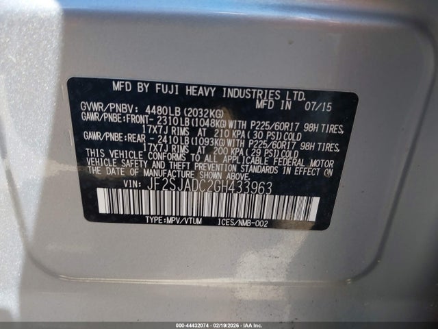 2016 SUBARU FORESTER JF2SJADC2GH433963 Photo 8