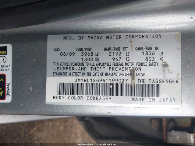 Aukcja sprzedaży 2010 Mazda Mazda3 I Sport, vin: JM1BL1SG9A1199027, numer aukcji: 44432089