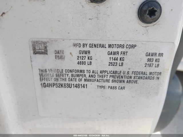 2003 Buick Lesabre Custom მანქანა იყიდება აუქციონზე, vin: 1G4HP52K63U148141, აუქციონის ნომერი: 44432105