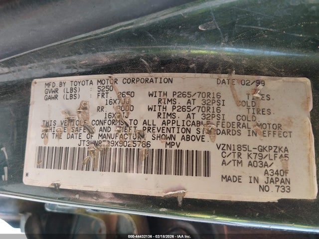 1999 TOYOTA 4RUNNER JT3HN87R9X9025786 Photo 8