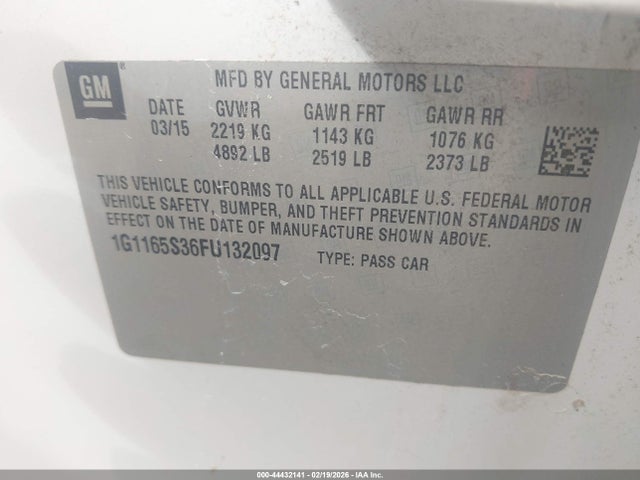 1G1165S36FU132097 Chevrolet IMPALA 2LZ