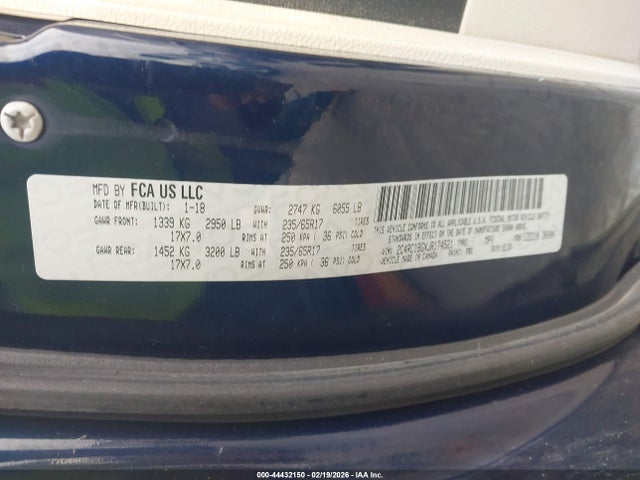 44432150 :رقم المزاد ، 2C4RC1BGXJR174521 vin ، 2018 Chrysler Pacifica Touring L مزاد بيع