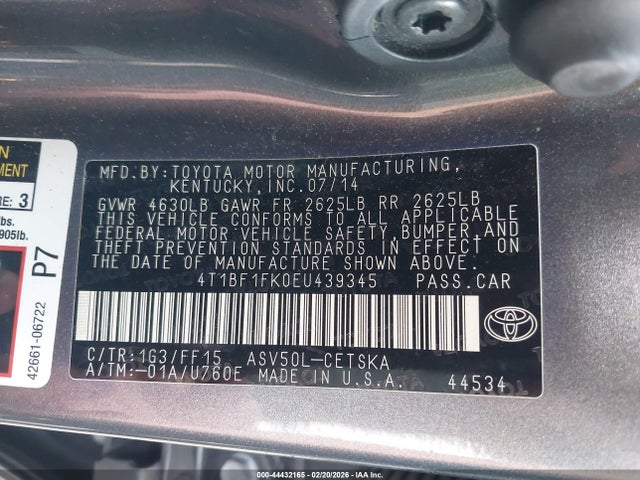 Toyota CAMRY SE 2014 4T1BF1FK0EU439345 Image 9
