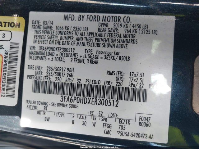 Ford FUSION SE 2014 3FA6P0HDXER300512 Image 9