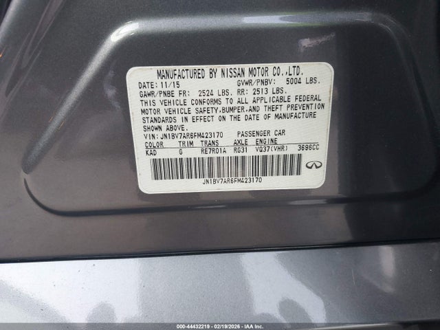 Aukcja sprzedaży 2015 Infiniti Q50 Premium, vin: JN1BV7AR6FM423170, numer aukcji: 44432219