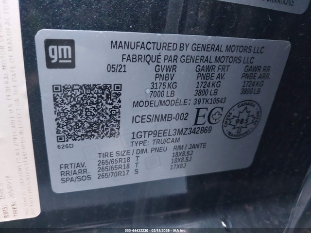 1GTP9EEL3MZ342869 GMC Sierra 1500 4wd Short Box At4/4wd Standard Box At4