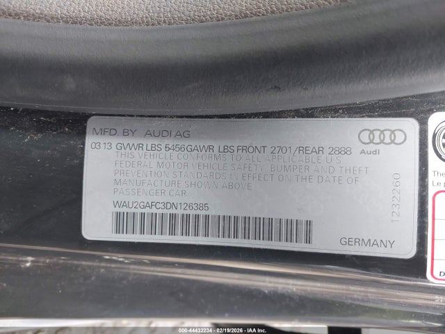 Aukcja sprzedaży 2013 Audi A7 3.0t Premium, vin: WAU2GAFC3DN126385, numer aukcji: 44432234