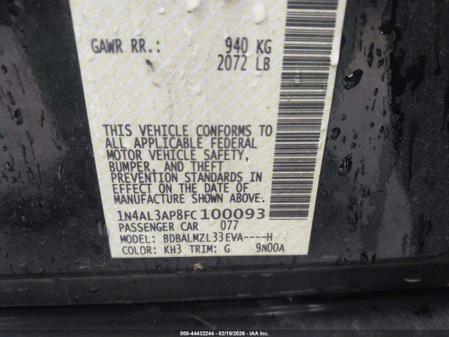 Nissan Altima 2.5 Sv 2015 1N4AL3AP8FC100093 Image 9