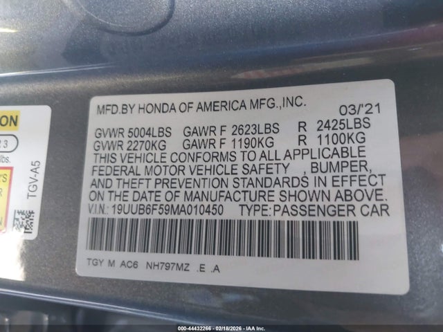 19UUB6F59MA010450 Acura Tlx A-spec Package