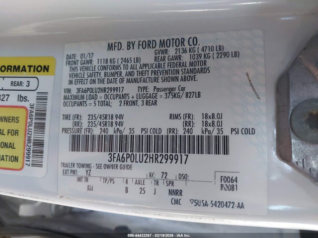 Ford Fusion Hybrid Se 2017 3FA6P0LU2HR299917 Image 9