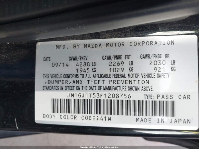 2015 MAZDA MAZDA6 JM1GJ1T53F1208756 Photo 8