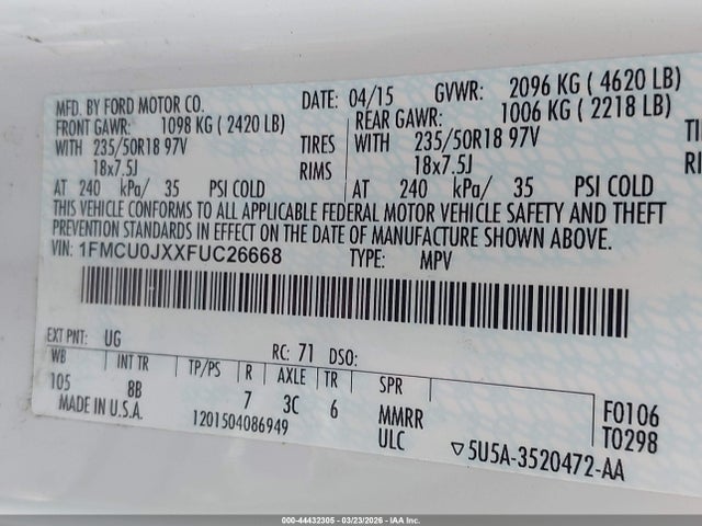 1FMCU0JXXFUC26668 Ford Escape Titanium
