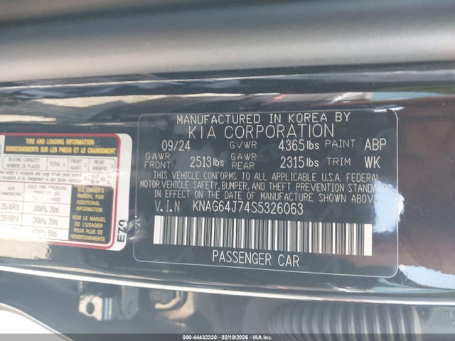 Продажа на аукционе авто 2025 Kia K5 Gt-line, vin: KNAG64J74S5326063, номер лота: 44432330