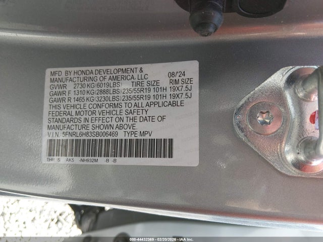 Honda Odyssey Touring 2025 5FNRL6H83SB006469 Image 9