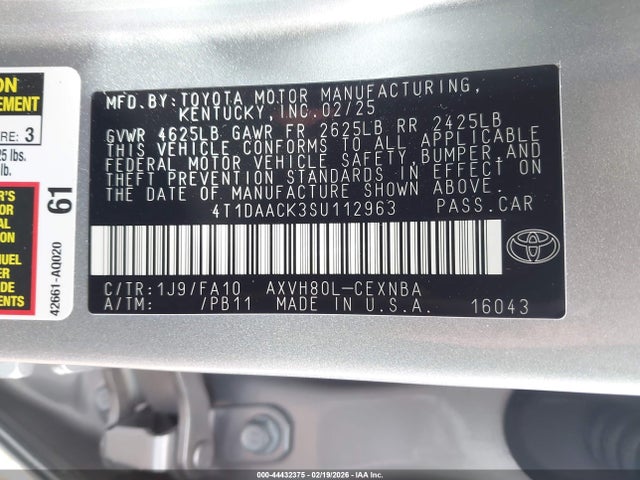 Toyota CAMRY LE 2025 4T1DAACK3SU112963 Image 9