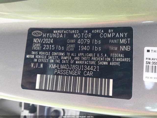 KMHLM4DJ8SU134421 Hyundai Elantra Hybrid Blue