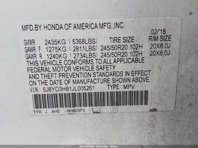 Продаж на аукціоні авто 2018 Acura Mdx Advance Package, vin: 5J8YD3H81JL005261, номер лоту: 44432397