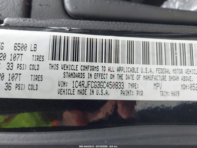 1C4RJFCG3GC450833 Jeep Grand Cherokee High Altitude
