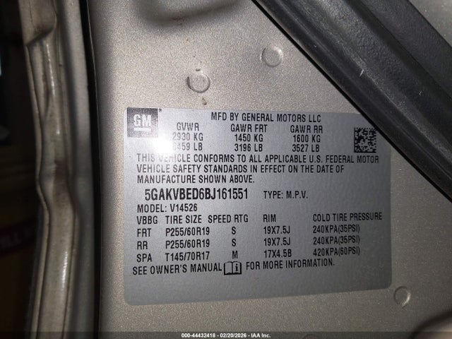 2011 BUICK ENCLAVE 5GAKVBED6BJ161551 Photo 8