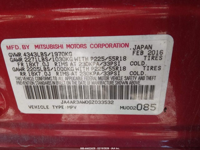 2016 MITSUBISHI OUTLANDER SPORT JA4AR3AW0GZ033532 Photo 8