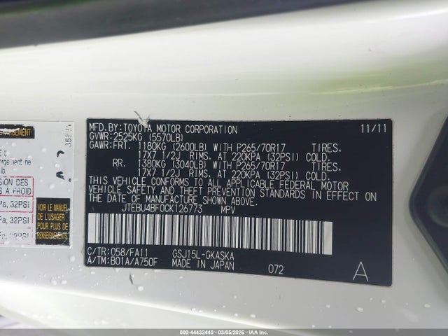2012 TOYOTA FJ CRUISER JTEBU4BF0CK126773 Photo 8