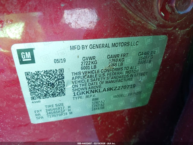 1GKKNKLA8KZ270719 GMC Acadia Sle-1