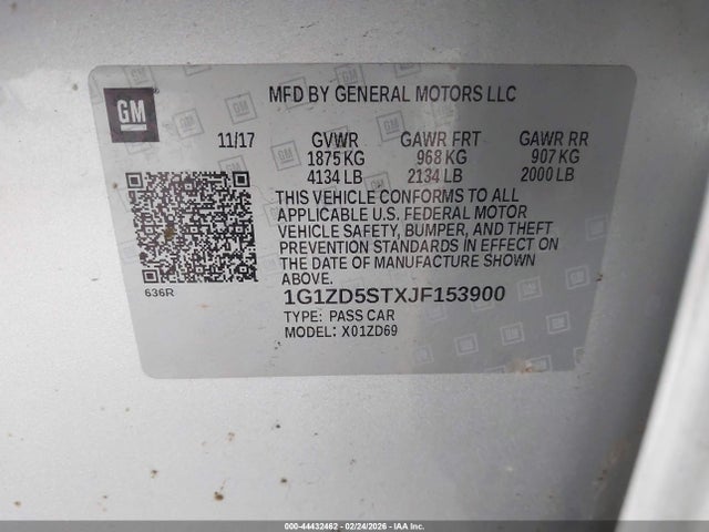 1G1ZD5STXJF153900 Chevrolet MALIBU LT